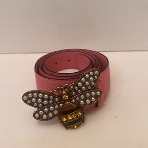 Gucci Queen Margaret Leather Belt in Pink